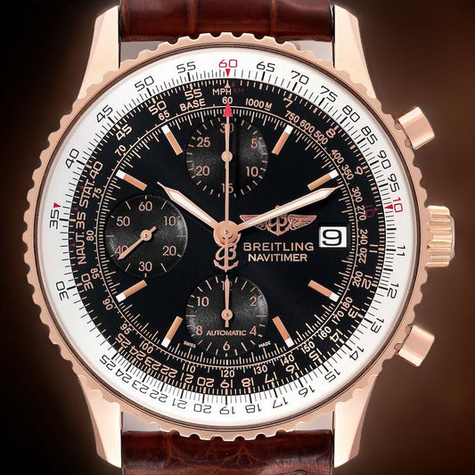 BRT Navitimer 41 Rose Gold Black Dial Mens Watch Watchoid