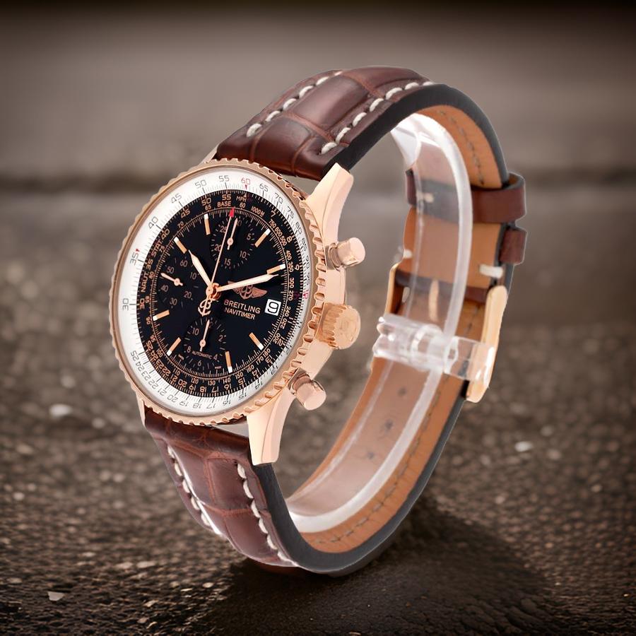 BRT Navitimer 41 Rose Gold Black Dial Mens Watch Watchoid